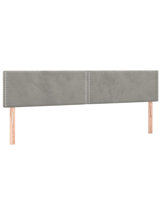 Gultas galvgalis ar LED, 160x5x78/88 cm, gaiši pelēks samts