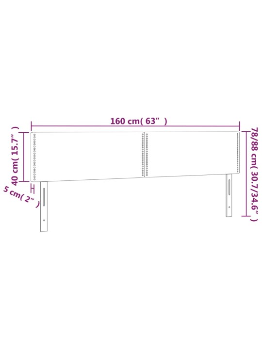 Gultas galvgalis ar LED, 160x5x78/88 cm, gaiši pelēks samts