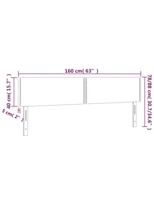 Gultas galvgalis ar LED, 160x5x78/88 cm, tumši pelēks samts