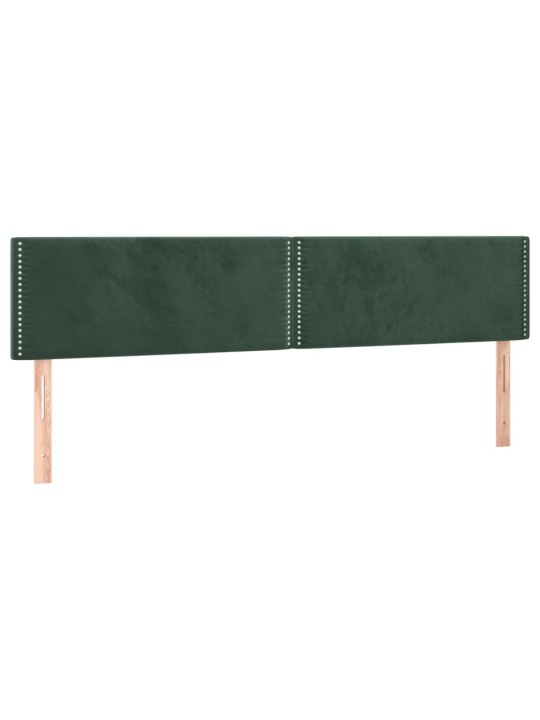 Gultas galvgalis ar LED, 160x5x78/88 cm, tumši zaļš samts