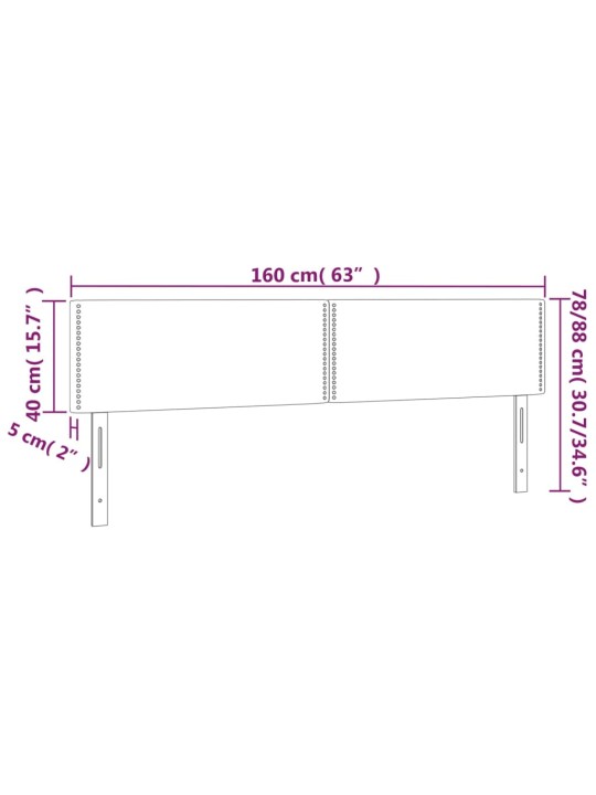 Gultas galvgalis ar LED, 160x5x78/88 cm, tumši zaļš samts