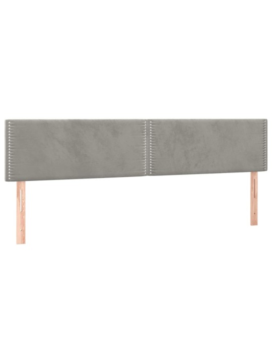Gultas galvgalis ar led, 200x5x78/88 cm, gaiši pelēks samts