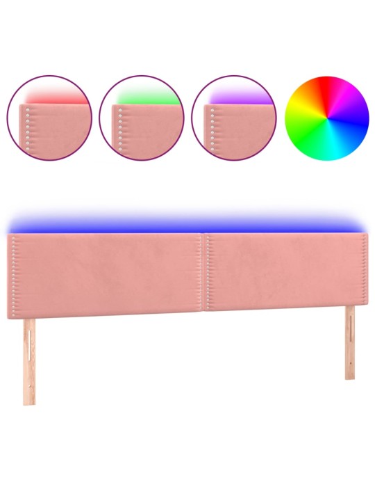 Gultas galvgalis ar led, 200x5x78/88 cm, rozā samts