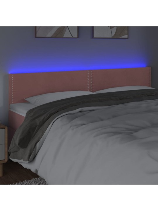 Gultas galvgalis ar led, 200x5x78/88 cm, rozā samts