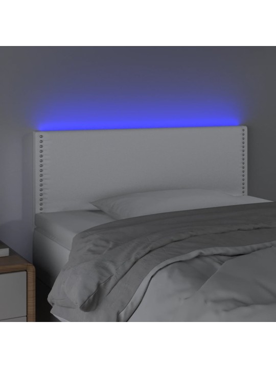 Gultas galvgalis ar led, 80x5x78/88 cm, balta mākslīgā āda
