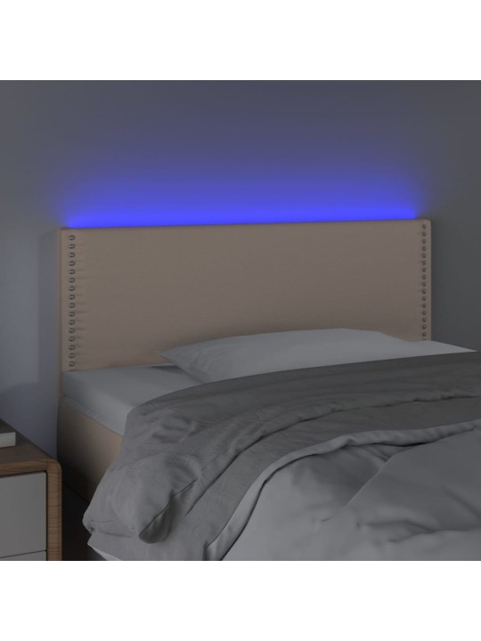 Gultas galvgalis ar led, 80x5x78/88 cm, kapučīno mākslīgā āda