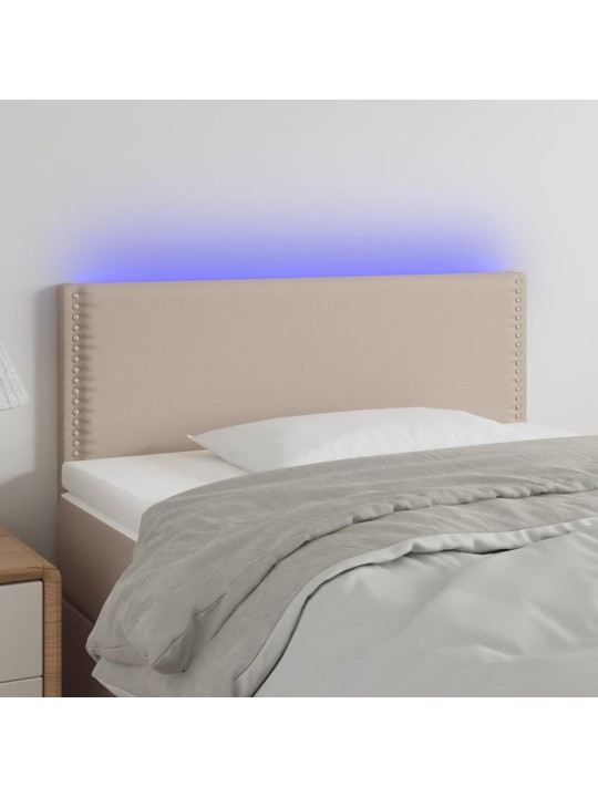 Gultas galvgalis ar led, 80x5x78/88 cm, kapučīno mākslīgā āda