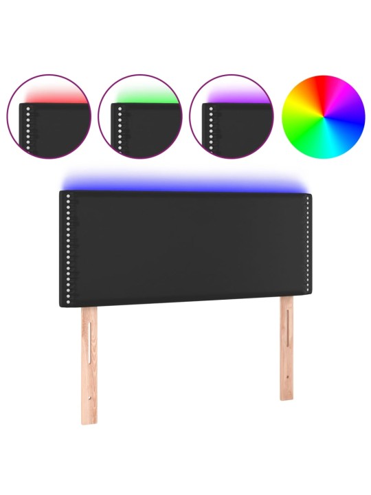 Gultas galvgalis ar led, 90x5x78/88 cm, melna mākslīgā āda