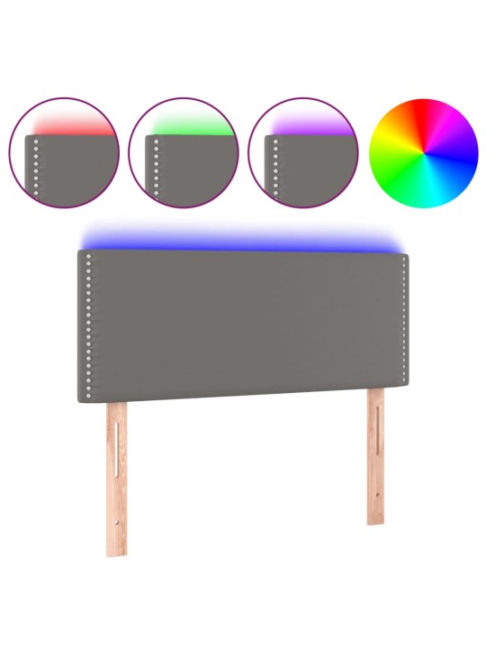 Gultas galvgalis ar led, 90x5x78/88 cm, pelēka mākslīgā āda