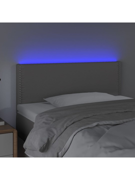 Gultas galvgalis ar led, 90x5x78/88 cm, pelēka mākslīgā āda