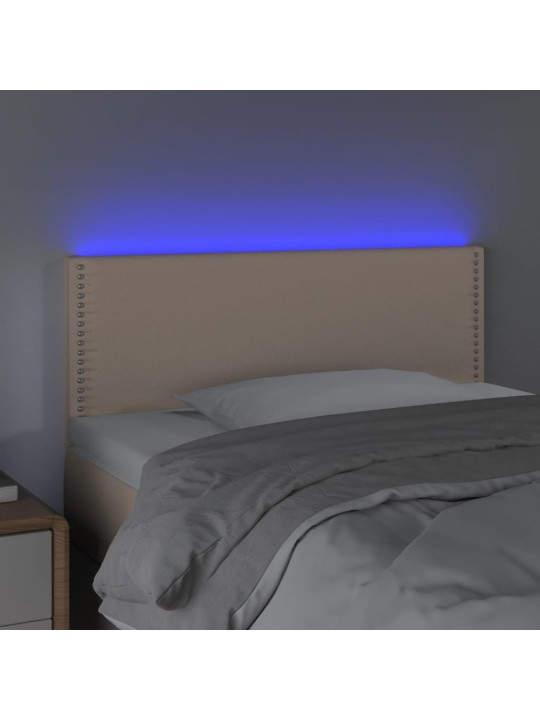 Gultas galvgalis ar LED, 90x5x78/88 cm, kapučīno mākslīgā āda