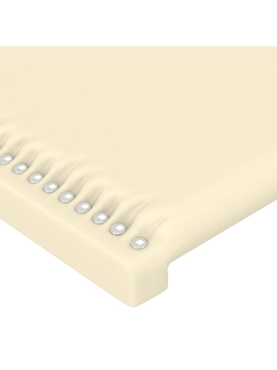 Gultas galvgalis ar LED, 100x5x78/88cm, krēmkrāsas mākslīgā āda