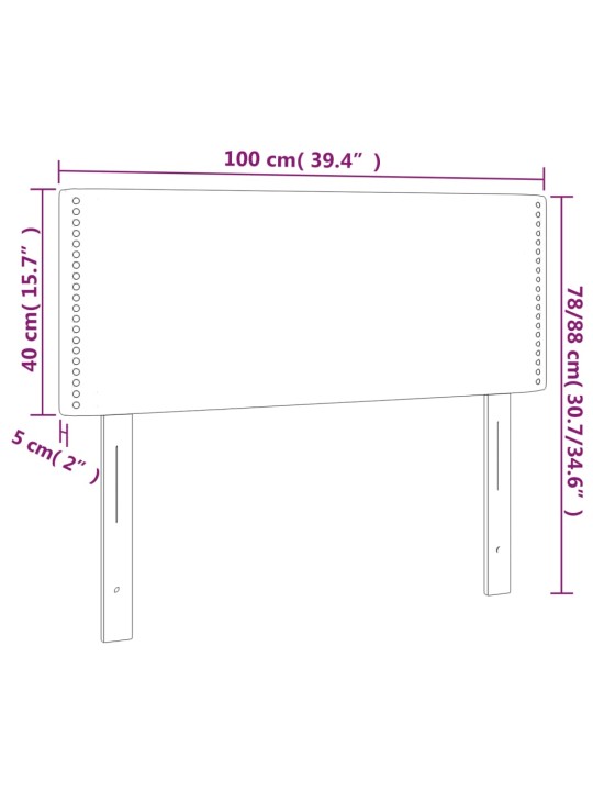 Gultas galvgalis ar LED, 100x5x78/88 cm, kapučīno mākslīgā āda