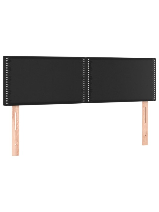 Gultas galvgalis ar LED, 144x5x78/88 cm, melna mākslīgā āda