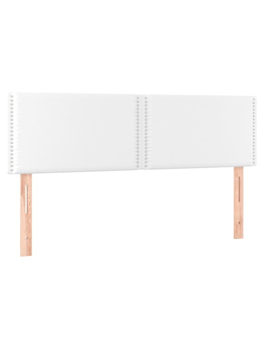 Gultas galvgalis ar LED, 144x5x78/88 cm, balta mākslīgā āda