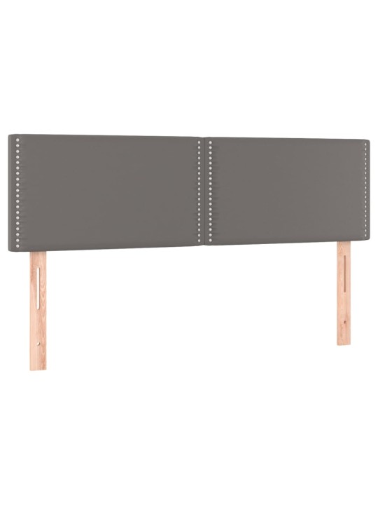 Gultas galvgalis ar LED, 144x5x78/88 cm, pelēka mākslīgā āda