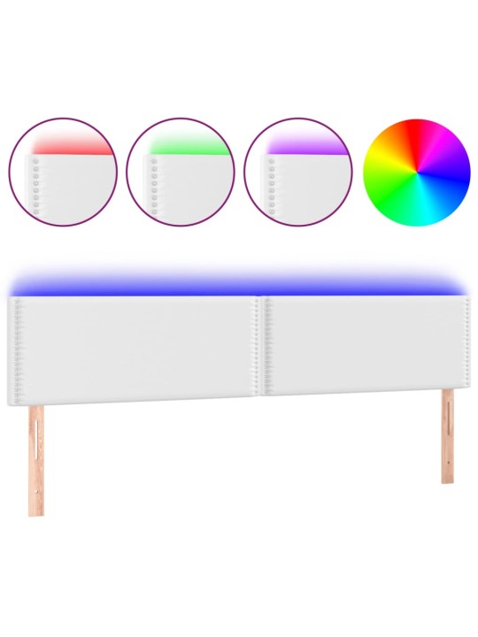 Gultas galvgalis ar led, 200x5x78/88 cm, balta mākslīgā āda