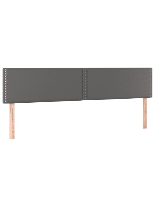 Gultas galvgalis ar led, 200x5x78/88 cm, pelēka mākslīgā āda