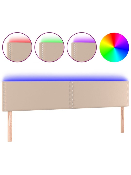 Gultas galvgalis ar led, 200x5x78/88 cm, kapučīno mākslīgā āda