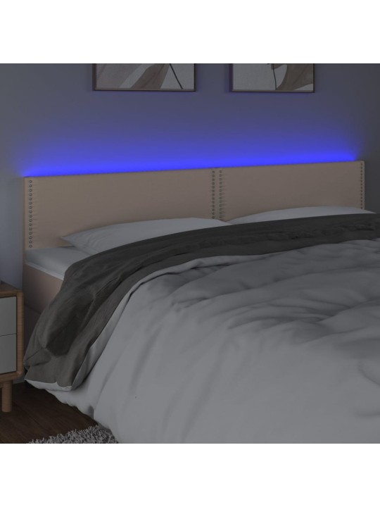 Gultas galvgalis ar led, 200x5x78/88 cm, kapučīno mākslīgā āda