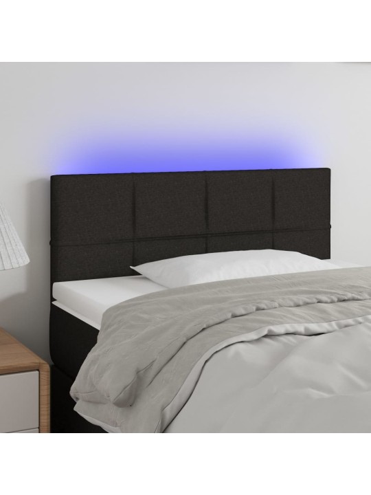 Gultas galvgalis ar led, 80x5x78/88 cm, melns audums