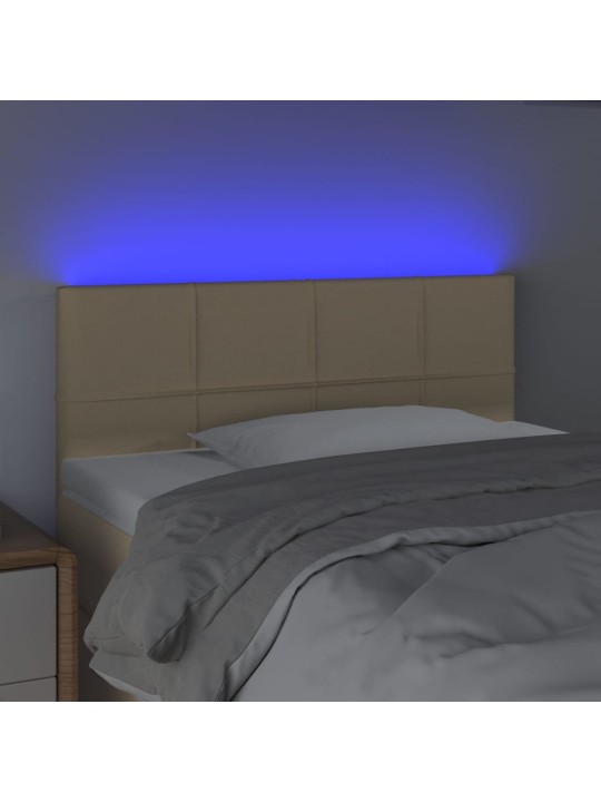 Gultas galvgalis ar led, 80x5x78/88 cm, krēmkrāsas audums