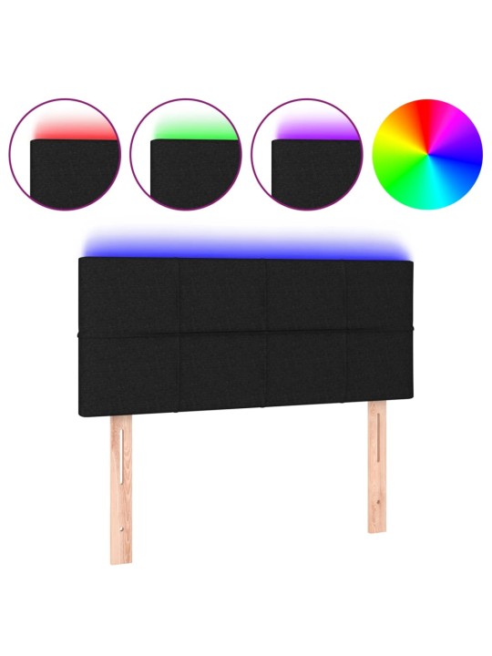 Gultas galvgalis ar led, 90x5x78/88 cm, melns audums