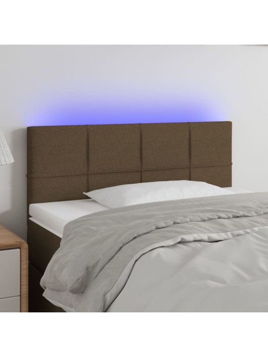 Gultas galvgalis ar led, 90x5x78/88 cm, tumši brūns audums
