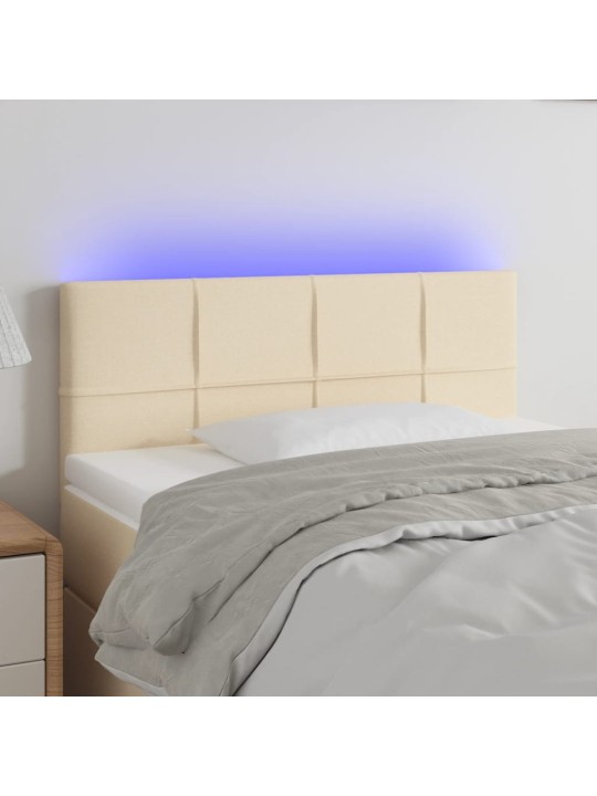 Gultas galvgalis ar LED, 100x5x78/88 cm, krēmkrāsas audums
