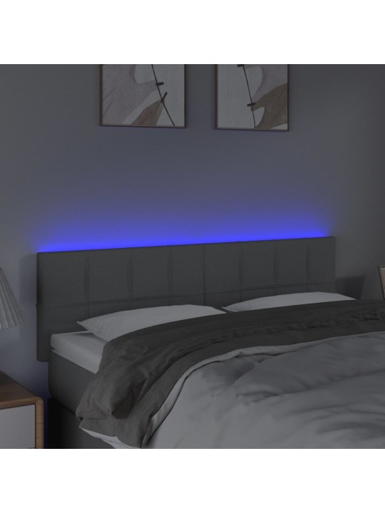 Gultas galvgalis ar LED, 144x5x78/88 cm, gaiši pelēks audums