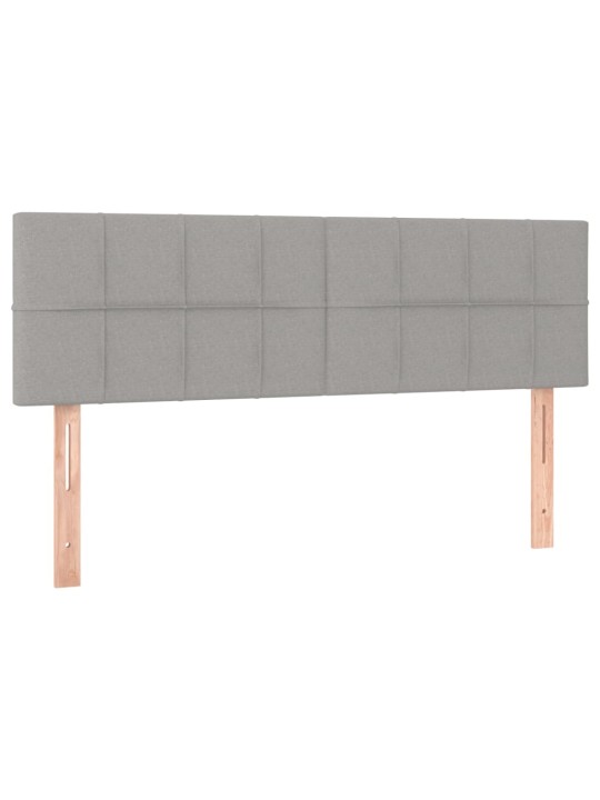 Gultas galvgalis ar LED, 144x5x78/88 cm, gaiši pelēks audums