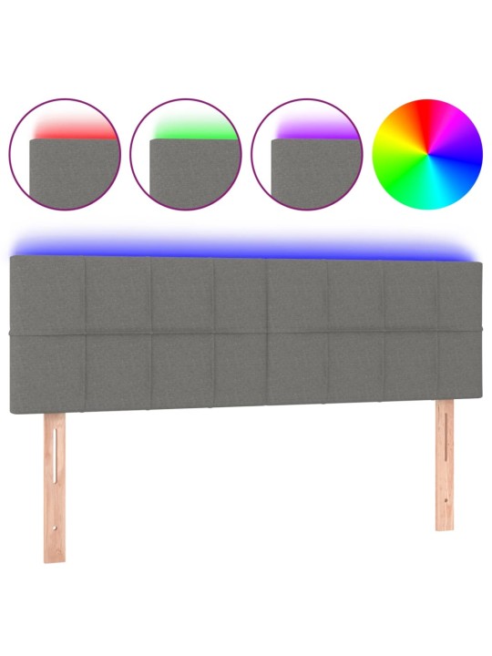 Gultas galvgalis ar LED, 144x5x78/88 cm, tumši pelēks audums