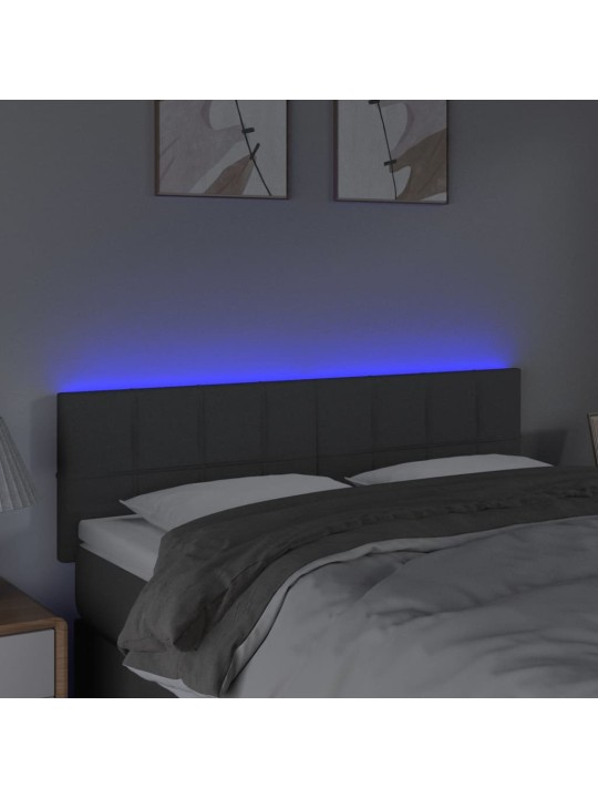 Gultas galvgalis ar LED, 144x5x78/88 cm, tumši pelēks audums