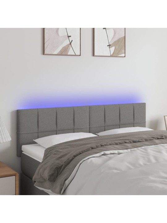 Gultas galvgalis ar LED, 144x5x78/88 cm, tumši pelēks audums