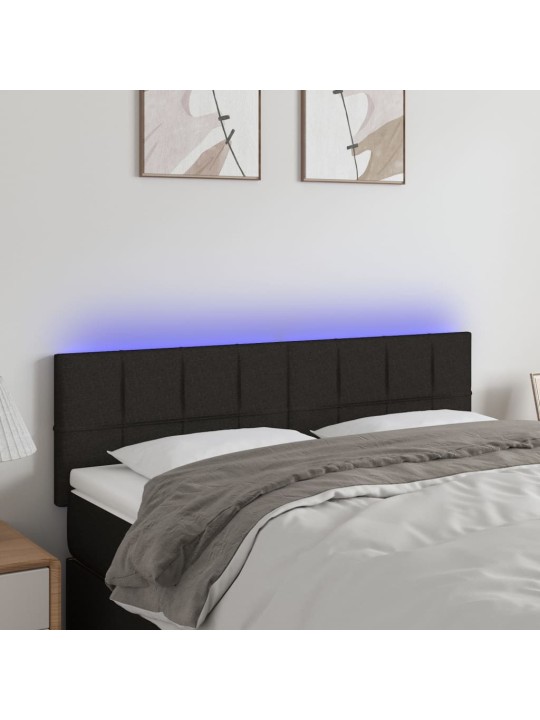Gultas galvgalis ar LED, 144x5x78/88 cm, melns audums