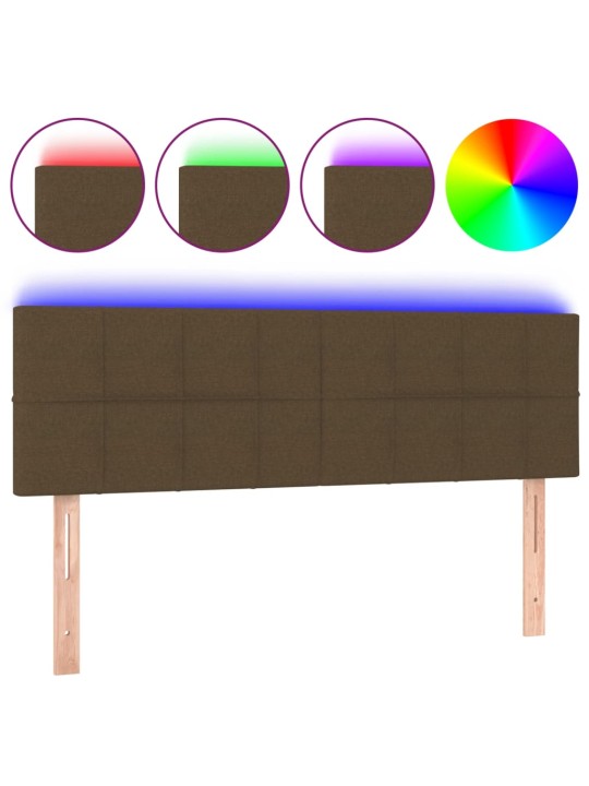 Gultas galvgalis ar LED, 144x5x78/88 cm, tumši brūns audums