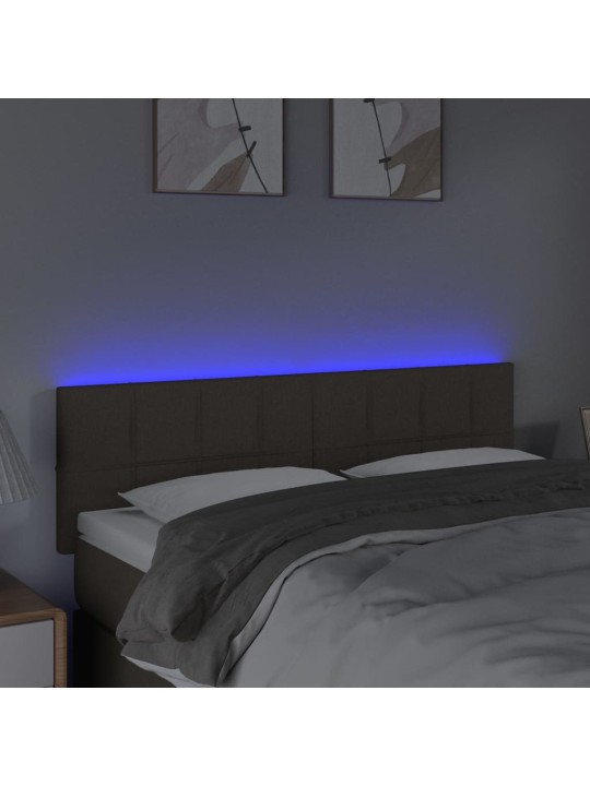 Gultas galvgalis ar LED, 144x5x78/88 cm, pelēkbrūns audums