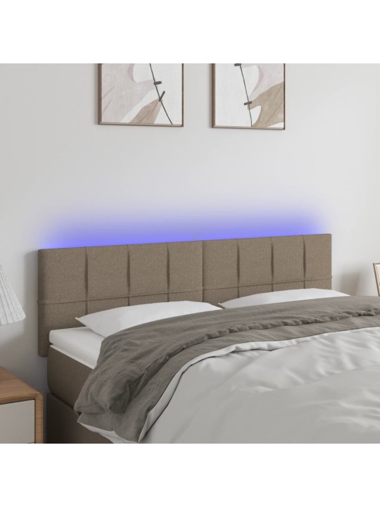 Gultas galvgalis ar LED, 144x5x78/88 cm, pelēkbrūns audums