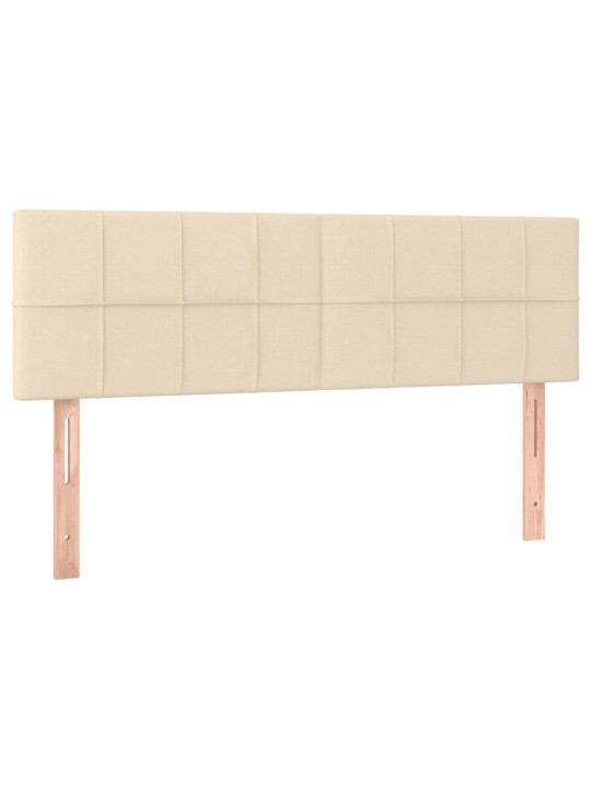 Gultas galvgalis ar LED, 144x5x78/88 cm, krēmkrāsas audums