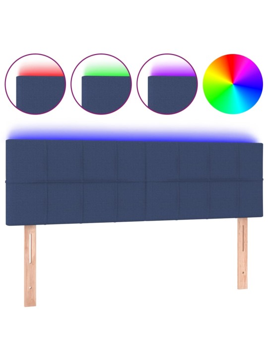 Gultas galvgalis ar LED, 144x5x78/88 cm, zils audums