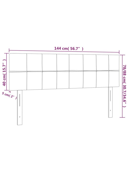 Gultas galvgalis ar LED, 144x5x78/88 cm, zils audums