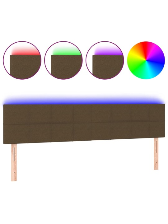 Gultas galvgalis ar led, 160x5x78/88 cm, tumši brūns audums