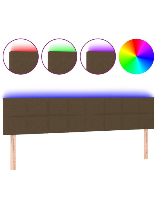Gultas galvgalis ar led, 180x5x78/88 cm, tumši brūns audums