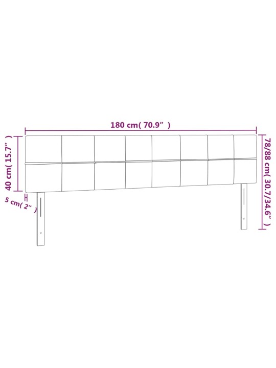 Gultas galvgalis ar led, 180x5x78/88 cm, tumši brūns audums