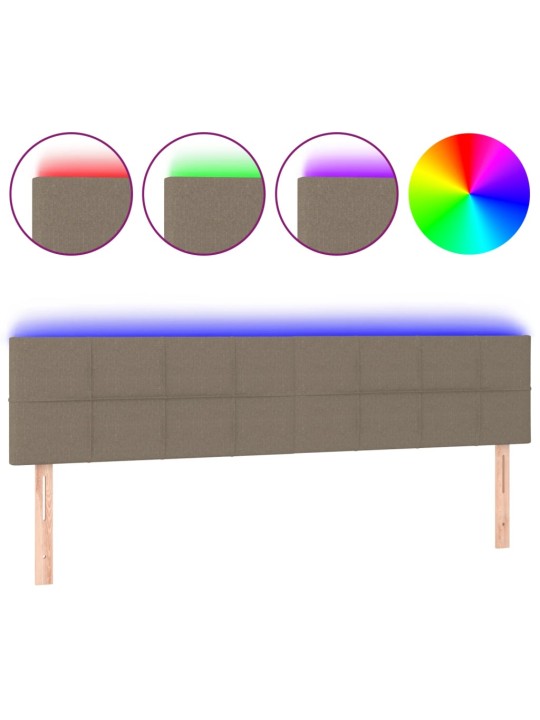 Gultas galvgalis ar LED, 180x5x78/88 cm, pelēkbrūns audums