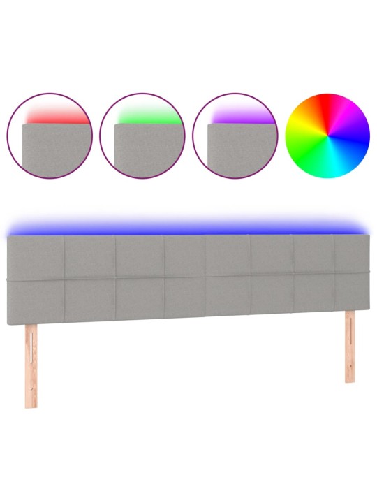 Gultas galvgalis ar led, 200x5x78/88 cm, gaiši pelēks audums