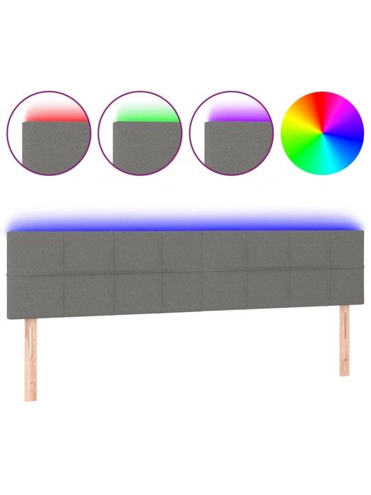 Gultas galvgalis ar led, 200x5x78/88 cm, tumši pelēks audums