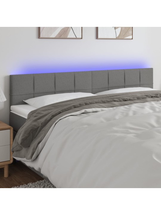 Gultas galvgalis ar led, 200x5x78/88 cm, tumši pelēks audums