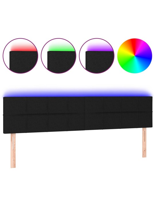 Gultas galvgalis ar led, 200x5x78/88 cm, melns audums