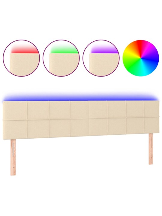 Gultas galvgalis ar led, 200x5x78/88 cm, krēmkrāsas audums